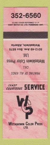 Matchbook Cover - Wetaskiwin Color Press Printing AB pink