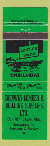Matchbook Cover - Cashway Lumber Edson AB green