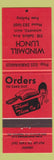 Matchbook Cover - Windmill Lunch Winnipeg MB red