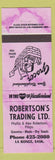 Matchbook Cover - Robertson's Trading Grocery LA Ronge SK purple