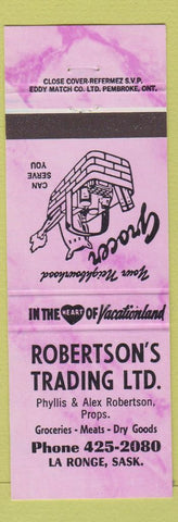 Matchbook Cover - Robertson's Trading Grocery LA Ronge SK purple