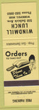 Matchbook Cover - Windmill Lunch Winnipeg MB yellow
