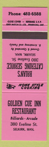 Matchbook Cover - Golden Cue Inn Restaurant Selkirk MB neon pink