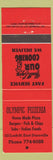 Matchbook Cover - Olympic Pizza East Dunnville ON red