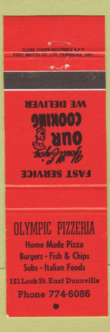 Matchbook Cover - Olympic Pizza East Dunnville ON red