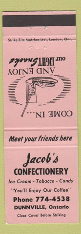 Matchbook Cover - Jacob's Confectionery Dunnville ON pink
