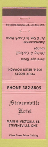 Matchbook Cover - Stevensville Hotel ON pink
