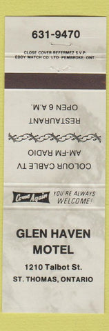 Matchbook Cover - Glen Haven Motel ST Thomas ON grey