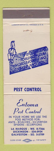 Matchbook Cover - Entoma Pest Control La Marque Dickinson Galveston TX Scorpions