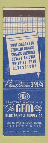 Matchbook Cover - Gem City Blue Print and Supply Dayton OH WEAR