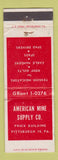 Matchbook Cover - American Mine Supply Pittsburgh PA WEAR