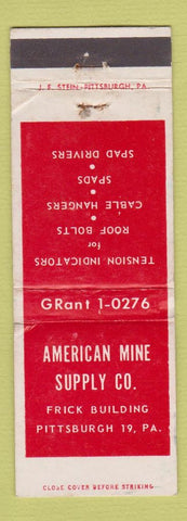 Matchbook Cover - American Mine Supply Pittsburgh PA WEAR
