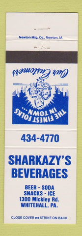Matchbook Cover - Sharkazy's Beverages Whitehall PA