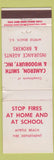 Matchbook Cover - Cameron Smith Woodbury Insurance Myrtle Beach SC Fire Dept