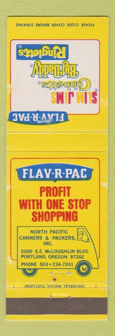 Matchbook Cover - Canned Foods Portland OR Flav R Pac Slim Jims Ringletts