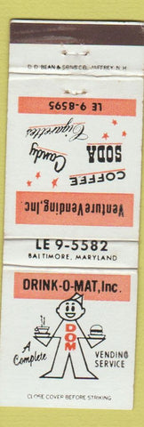 Matchbook Cover - Drink O Mat Vending Baltimore MD
