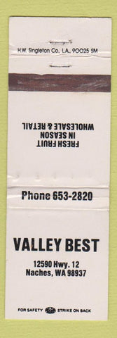 Matchbook Cover - Valley Best Fruit Naches WA WEAR