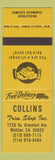 Matchbook Cover - Collins Trim Shop Whittier CA