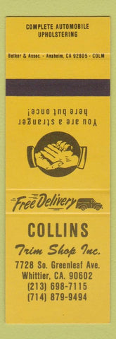 Matchbook Cover - Collins Trim Shop Whittier CA