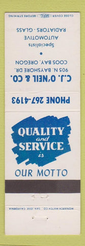 Matchbook Cover - CJ O'Neil Auto Repair Coos Bay OR