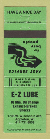 Matchbook Cover - EZ Lube Appleton WI