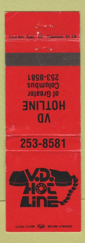 Matchbook Cover - VD Hotline Columbus OH Venereal Disease