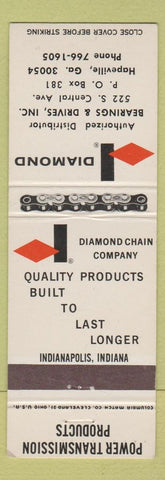 Matchbook Cover - Diamond Chain company Hapeville GA Bearings Drives