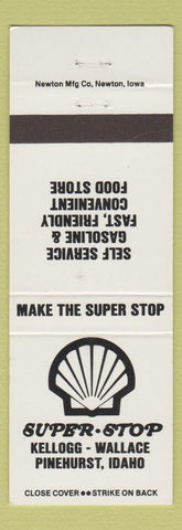 Matchbook Cover - Super Shop Shell oil gas Kellogg Wallace Pinehurst ID