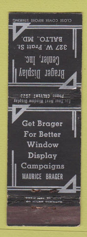 Matchbook Cover - Brager Display Baltimore MD WEAR