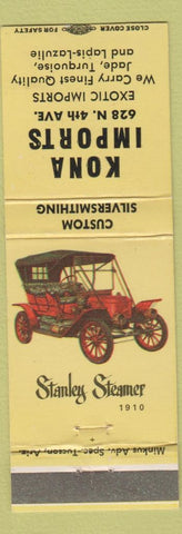Matchbook Cover - Kona Imports Jade Turquioise WEAR yellow