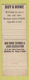 Matchbook Cover - New Home Savings Loan Reading PA WORN