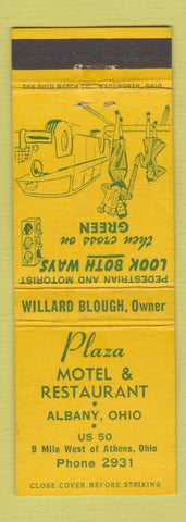 Matchbook Cover - Plaza Motel Restaurant Albany OH
