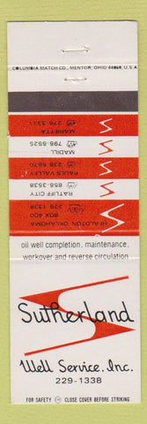 Matchbook Cover - Sutherland Well Service Marietta Healdton OK