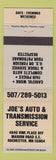 Matchbook Cover - Joe's Auto and Transmission Rochester MN