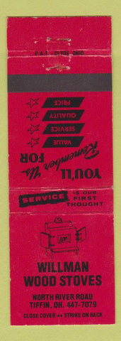 Matchbook Cover - Willman Wood Stove Tiffin OH