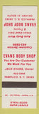 Matchbook Cover - Evans Body Shop Pamplico SC