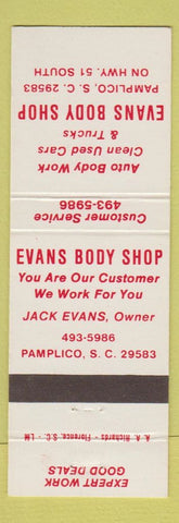 Matchbook Cover - Evans Body Shop Pamplico SC