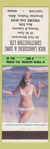 Matchbook Cover - Nick Labossiere Sons Construction Drayton Valley AB pinup