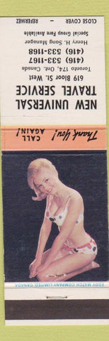 Matchbook Cover - New Universal Travel Service Toronto ON pinup