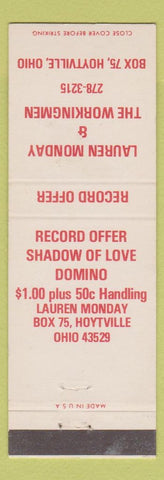 Matchbook Cover - Lauren Monday and The Workingmen Music Album Hoytville OH