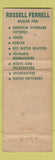 Matchbook Cover - Russell Ferrell Plumbing Heating Mansfield OH WEAR
