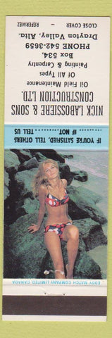 Matchbook Cover - Nick Labossiere Sons Construction Drayton Valley AB pinup
