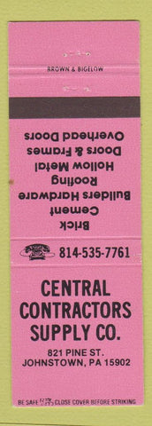Matchbook Cover - Central Contractors Johnstown PA pink