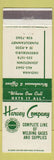 Matchbook Cover - Harvey Welding Gases Johnstown Greensburg Punxsutawney PA