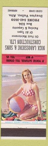 Matchbook Cover - Nick Labossiere Sons Construction Drayton Valley AB pinup