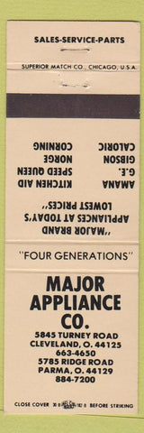 Matchbook Cover - Major Appliance Cleveland OH tan