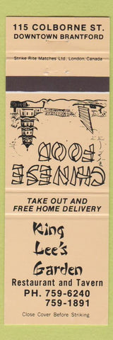 Matchbook Cover - King Lee's Garden Chinese Food Brantford ON tan