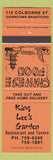 Matchbook Cover - King Lee's Garden Chinese Food Brantford ON orange