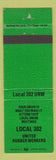 Matchbook Cover - Local 302 Rubber Workers Union green