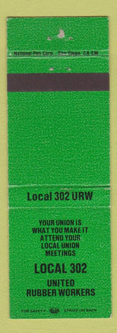 Matchbook Cover - Local 302 Rubber Workers Union green